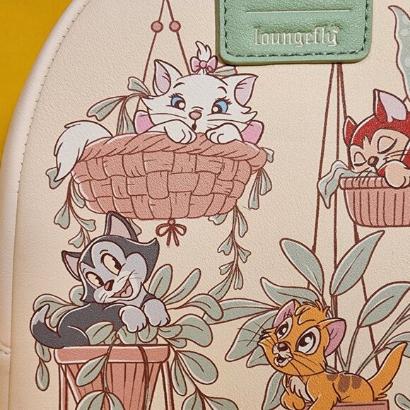 Loungefly Disney Cats & Plants Mini Backpack Soft Tag Marie Figaro Oliver NEW - Picture 3 of 11